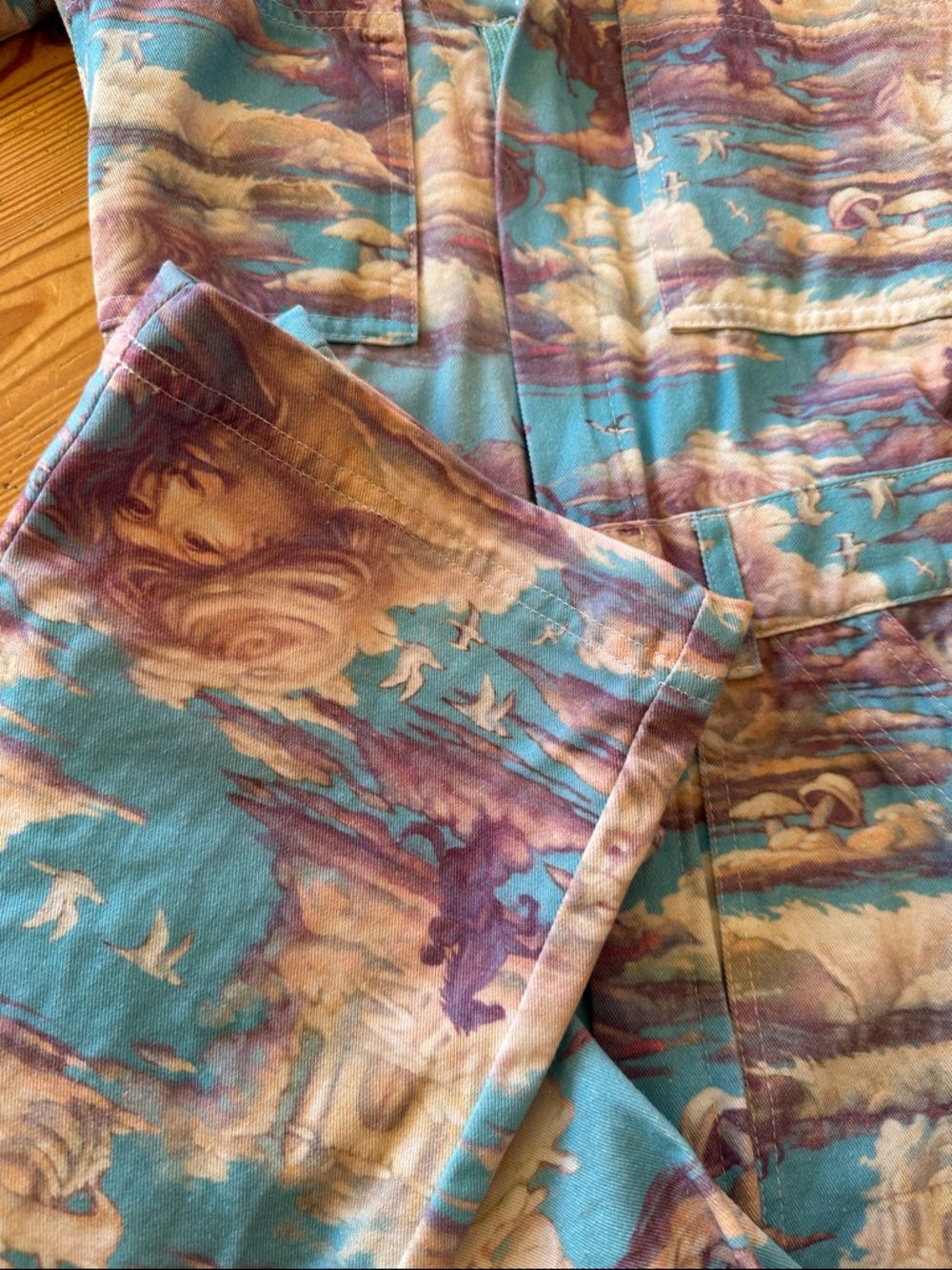 Big Bud Press Sky Blue and Lavender Short-Sleeve Jumpsuit - Picture 7 of 11